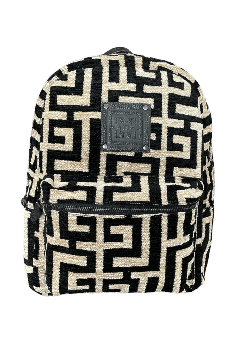 Midneto Polymnia I Beige Black Chenille Labyrinth Bag - Image 6
