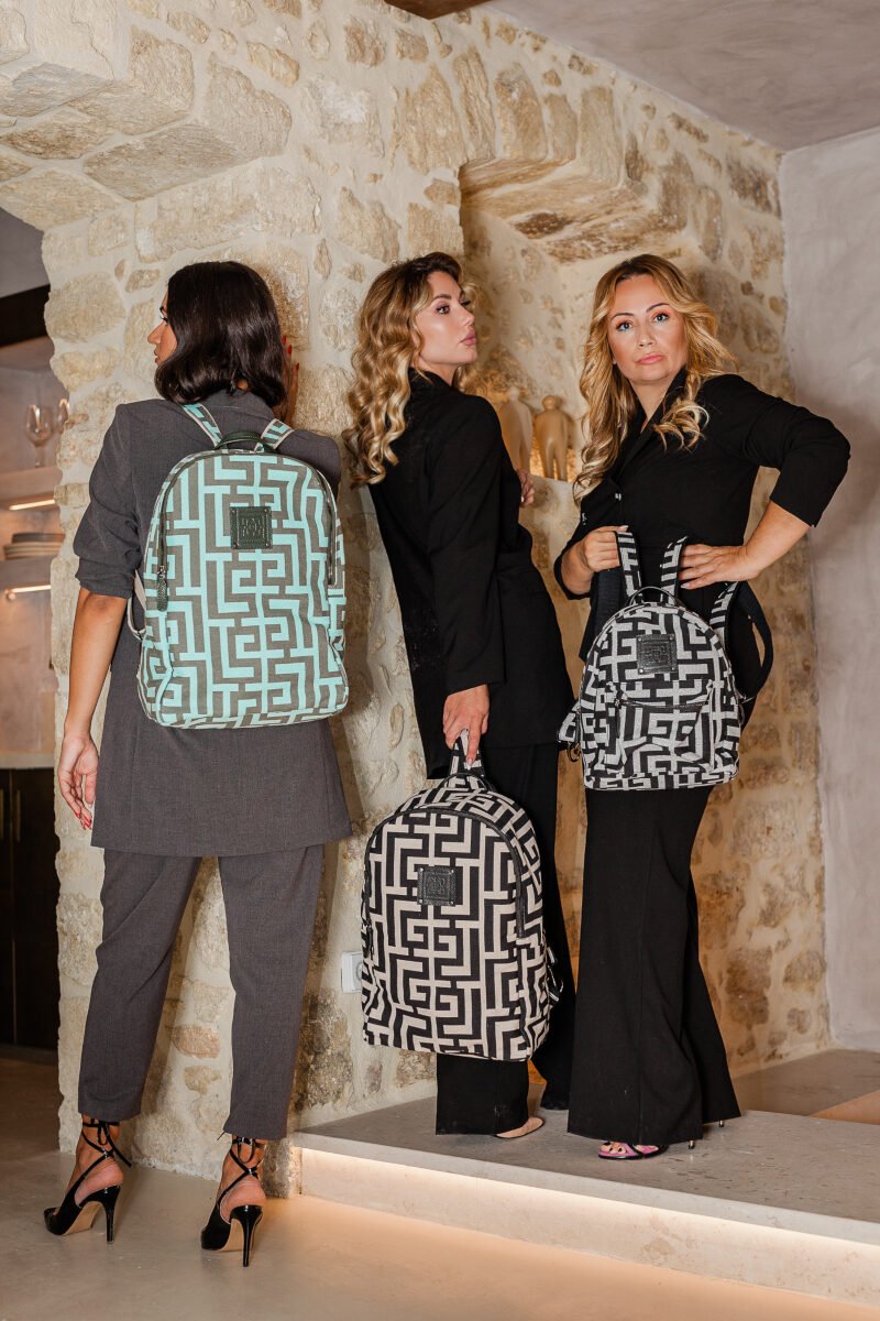 Midneto Kimon I Beige Black Labyrinth Bag - Image 10