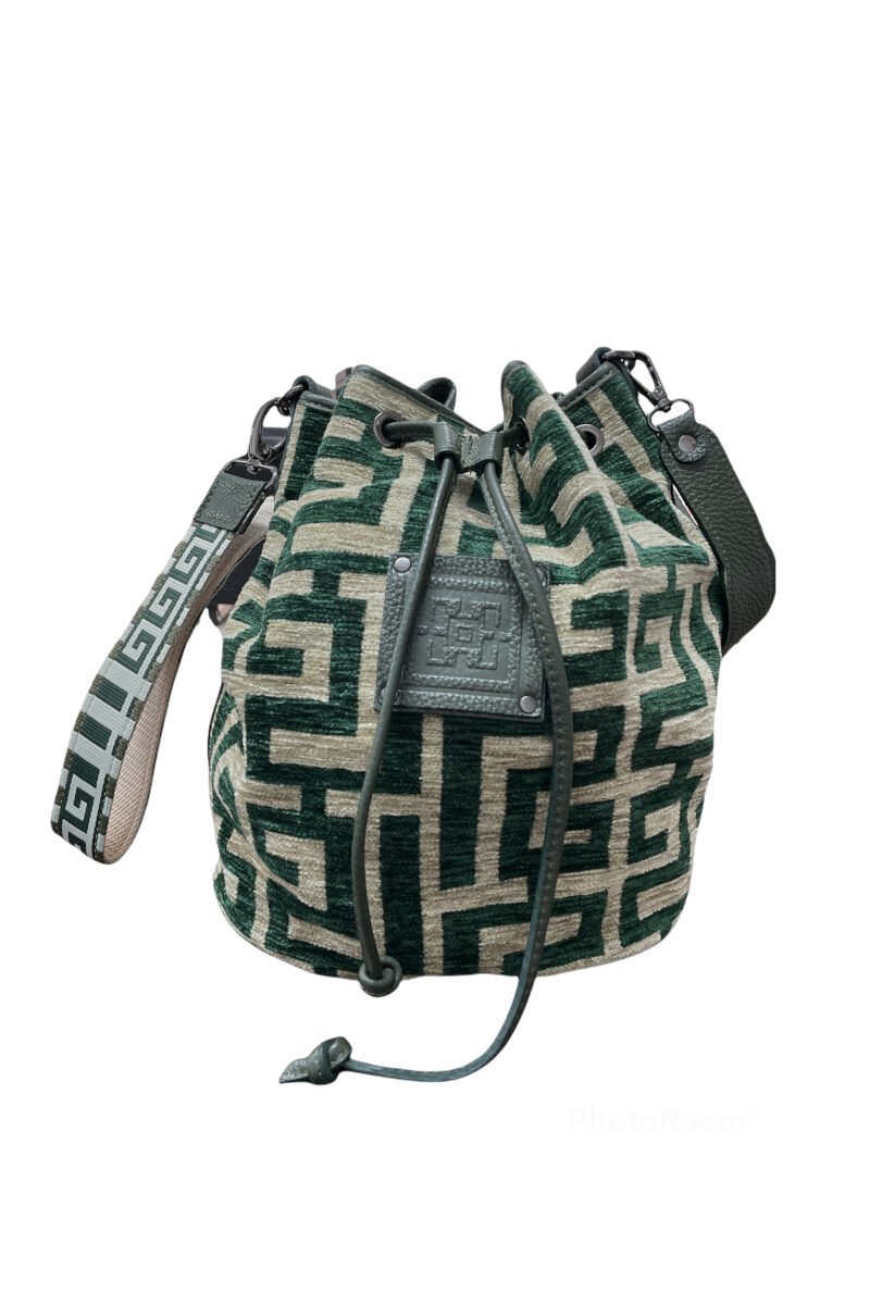Midneto  Themis I Beige Cypress Green Chenille Labyrinth Bag - Image 3