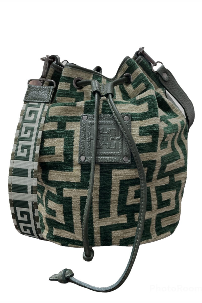 Midneto  Themis I Beige Cypress Green Chenille Labyrinth Bag - Image 2