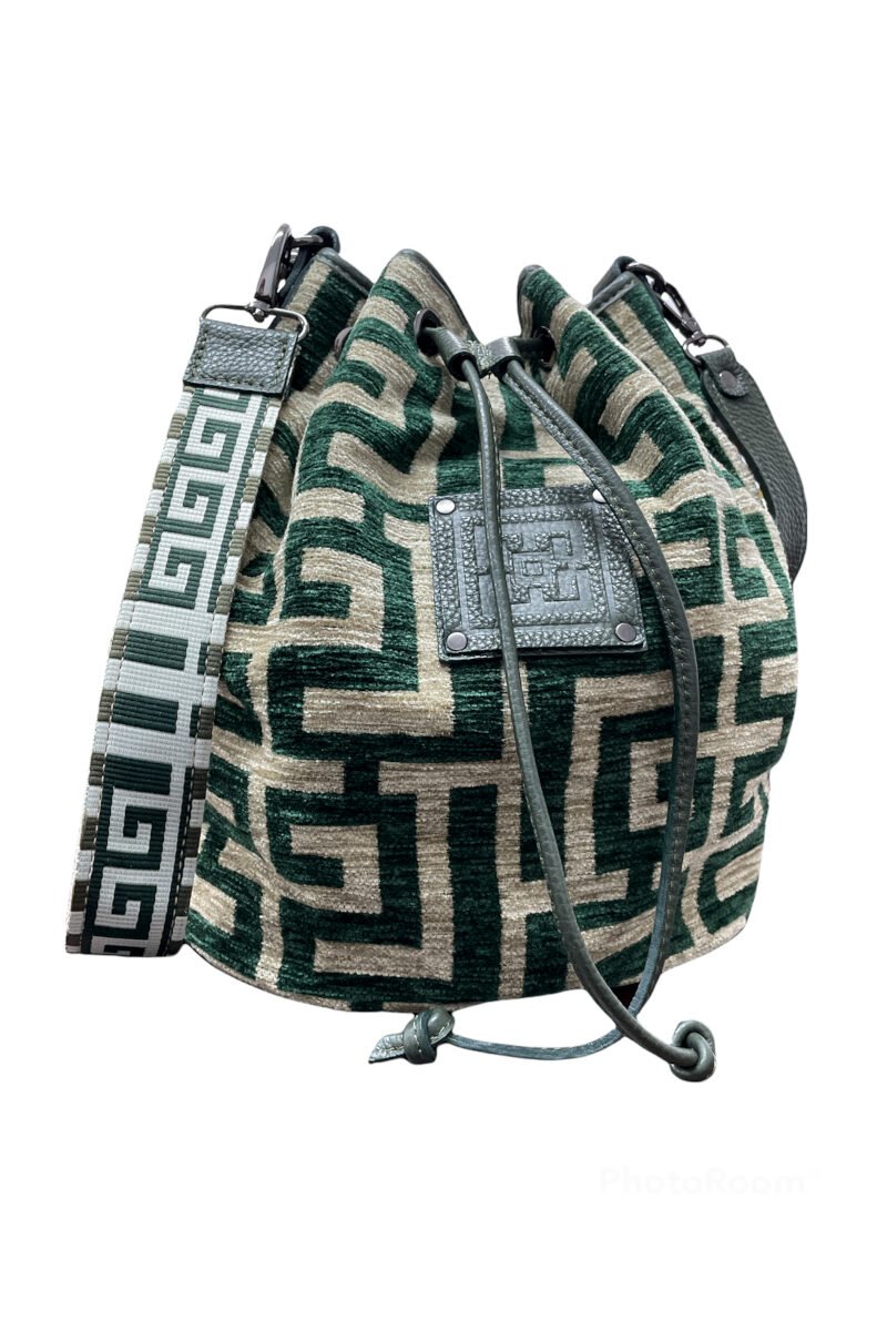 Midneto  Themis I Beige Cypress Green Chenille Labyrinth Bag - Image 4