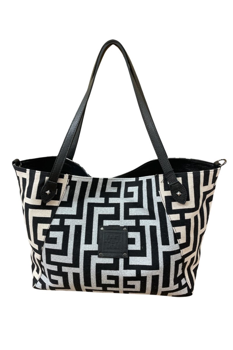 Midneto Kalliope Silver (Lurex) Black / Beige Black Labyrinth Bag - Image 2