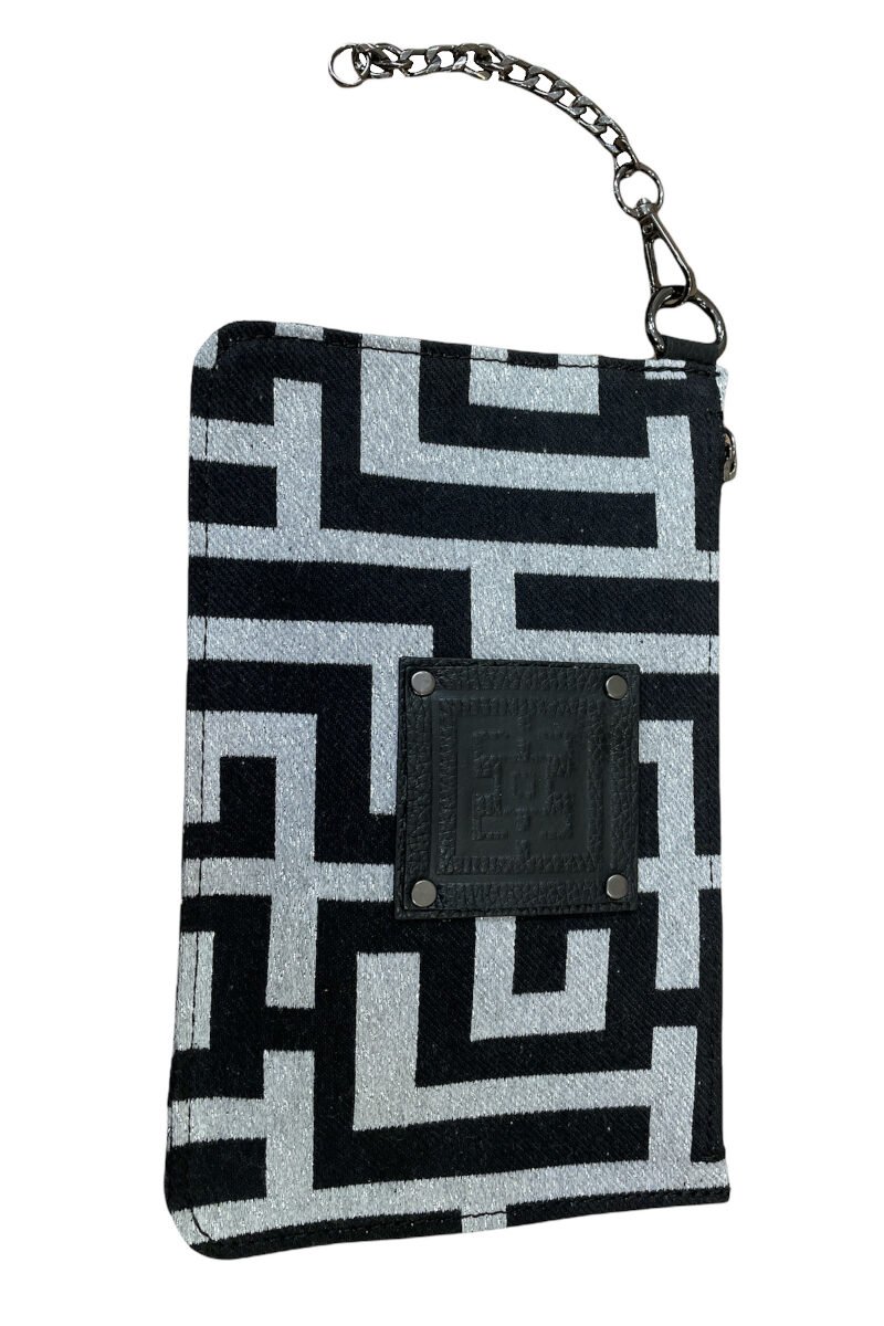 Midneto Kalliope Silver (Lurex) Black / Beige Black Labyrinth Bag - Image 4