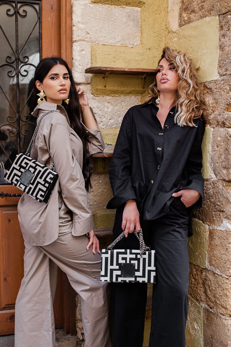 Midneto Delos Silver (Lurex) Black Labyrinth Bag - Image 20