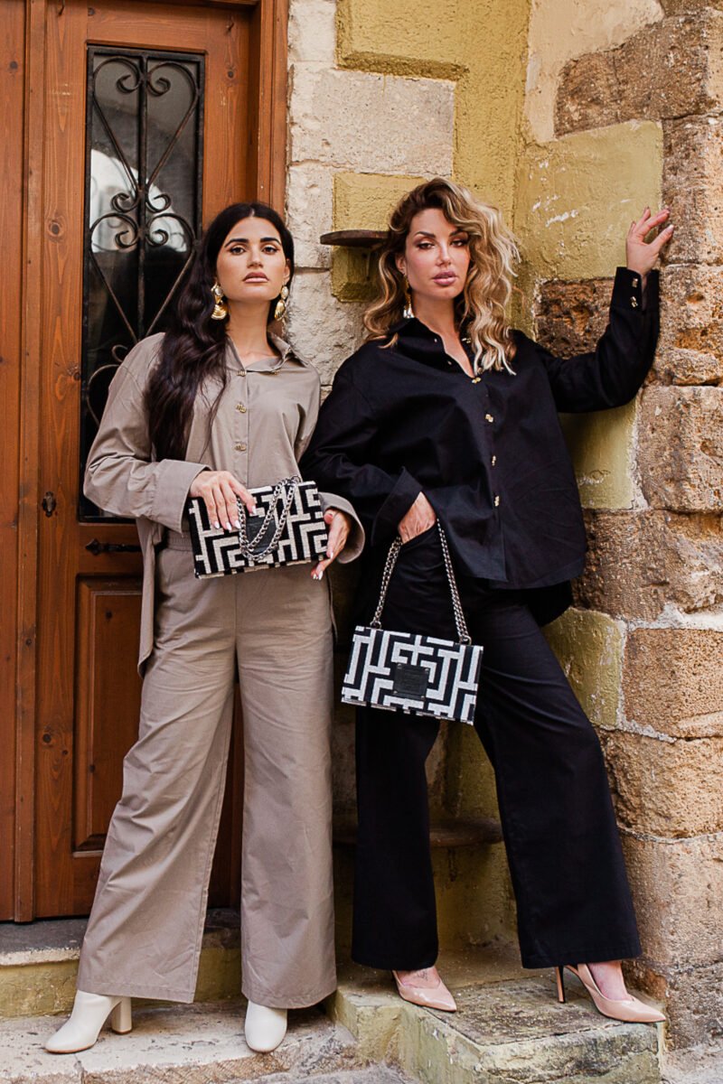 Midneto Delos Silver (Lurex) Black Labyrinth Bag - Image 19