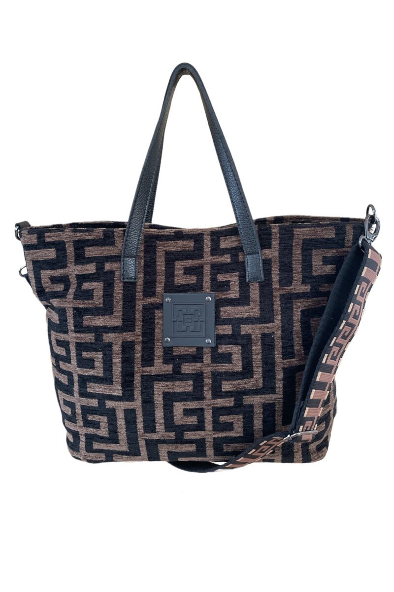 Midneto Calypso Black Brown Chenille Labyrinth Bag - Image 1