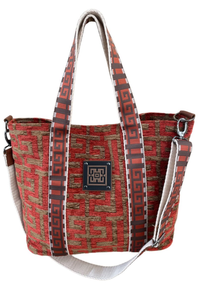 Midneto Calypso II Terracotta Brown Chenille Labyrinth Bag - Image 1