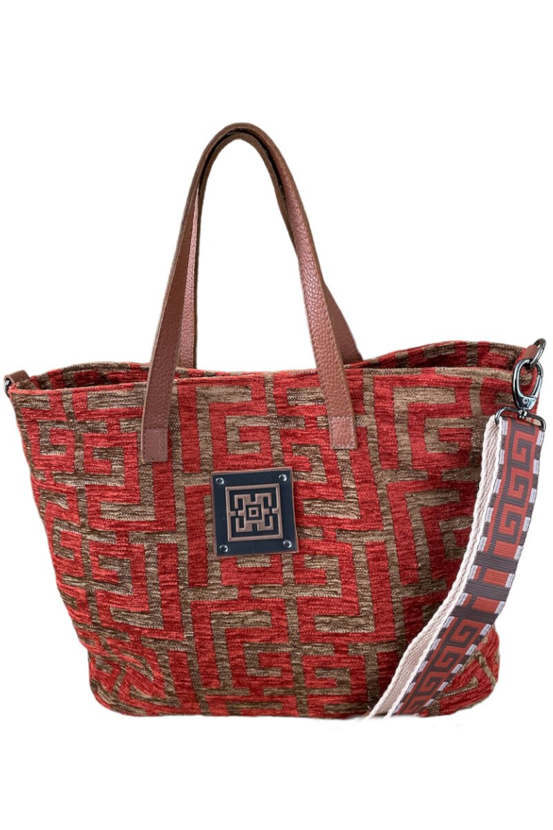 Midneto Calypso Terracotta Brown Chenille Labyrinth Bag - Image 2
