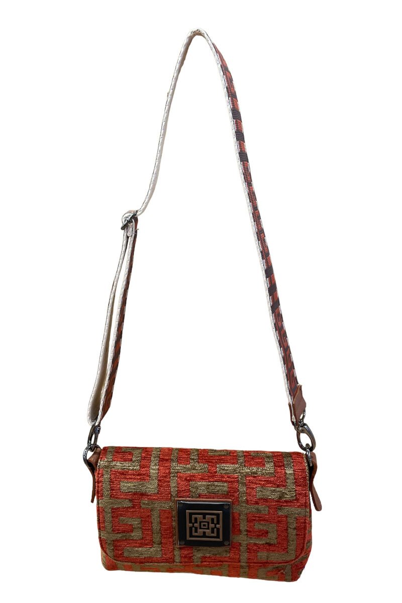 Midneto Aphrodite Terracotta Brown Chenille Labyrinth Bag - Image 1