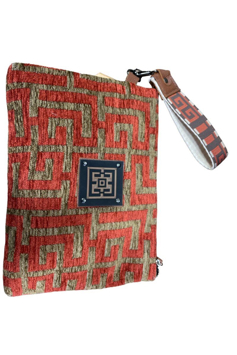 Midneto Ifigenia Terracotta Brown Chenille Labyrinth Bag - Image 1