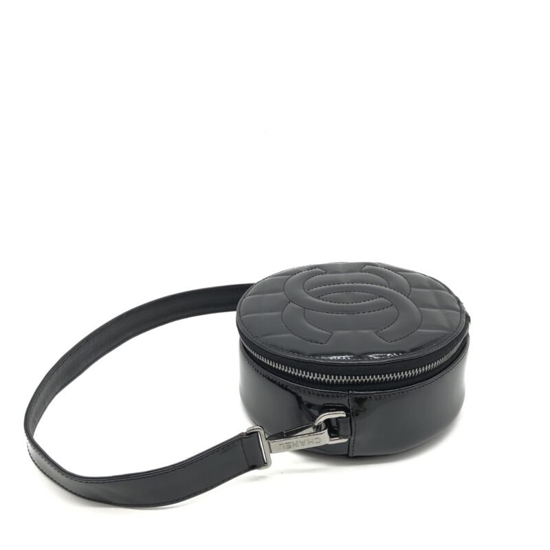 Chanel Black Patent Quilted CC Circle Mini Bag - Image 3