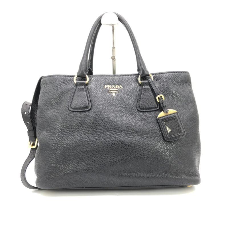 Prada Galleria Vitello Daino Black Leather Top Handle Bag - Image 2
