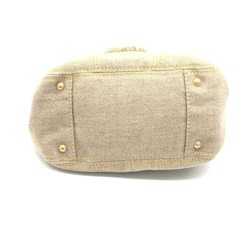 Prada Fringe Canvas Crossbody Handbag With Gold Accents - Image 4