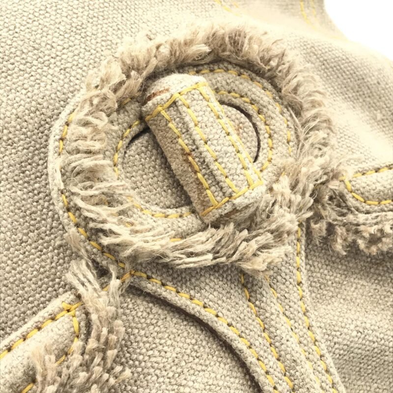 Prada Fringe Canvas Crossbody Handbag With Gold Accents - Image 8