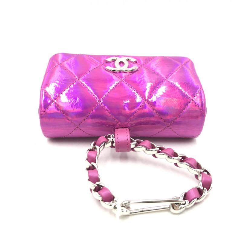 Chanel Iridescent Pink Quilted Leather Pouch - Image 5