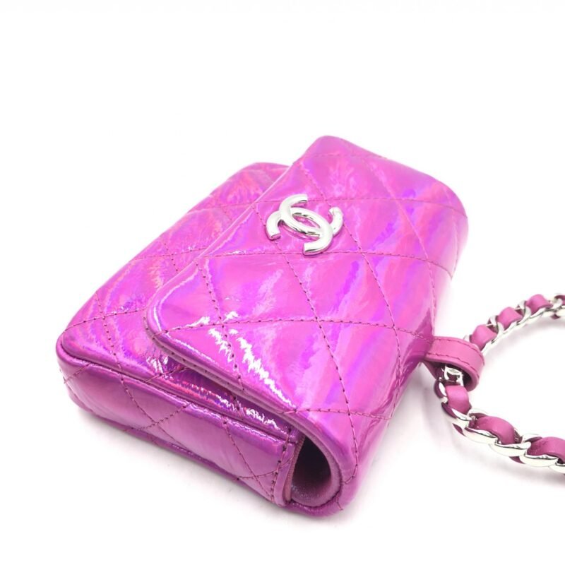 Chanel Iridescent Pink Quilted Leather Pouch - Image 6