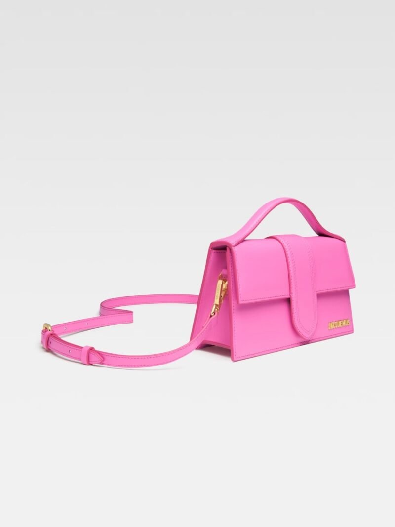 Jacquemus Neon Pink Leather Le Grand Bambino Handbag - Image 2