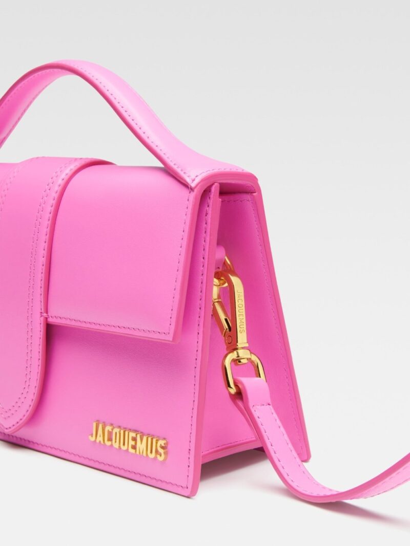 Jacquemus Neon Pink Leather Le Grand Bambino Handbag - Image 4