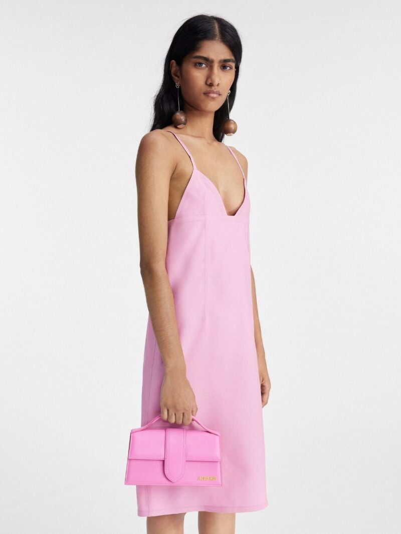 Jacquemus Neon Pink Leather Le Grand Bambino Handbag - Image 6
