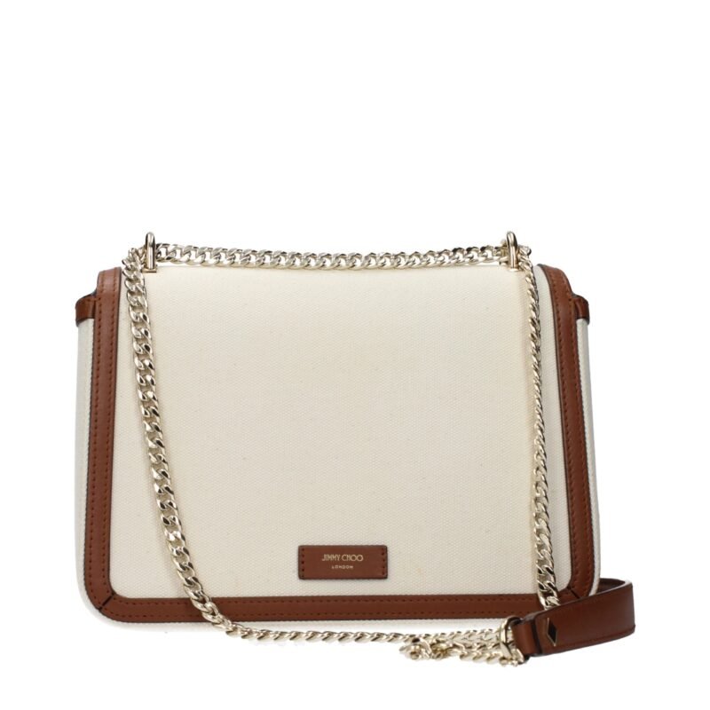 Jimmy Choo Beige Fabric Crossbody Bag - Image 3