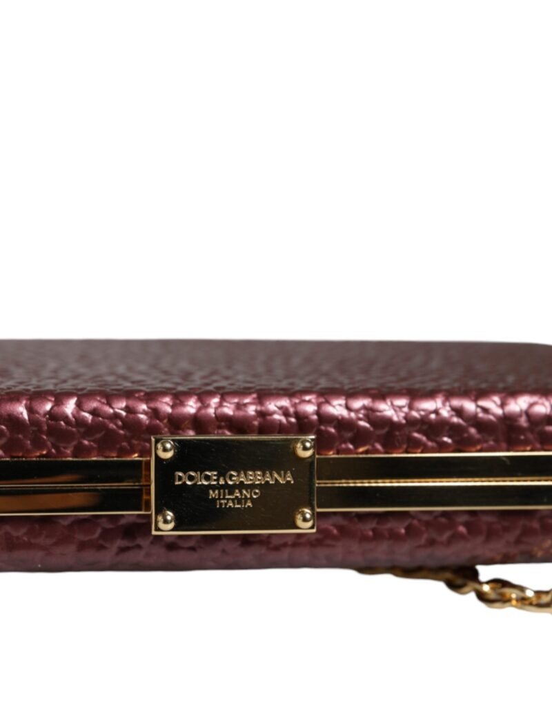 Dolce & Gabbana Maroon Leather Clutch Evening Crossbody Bag - Image 8