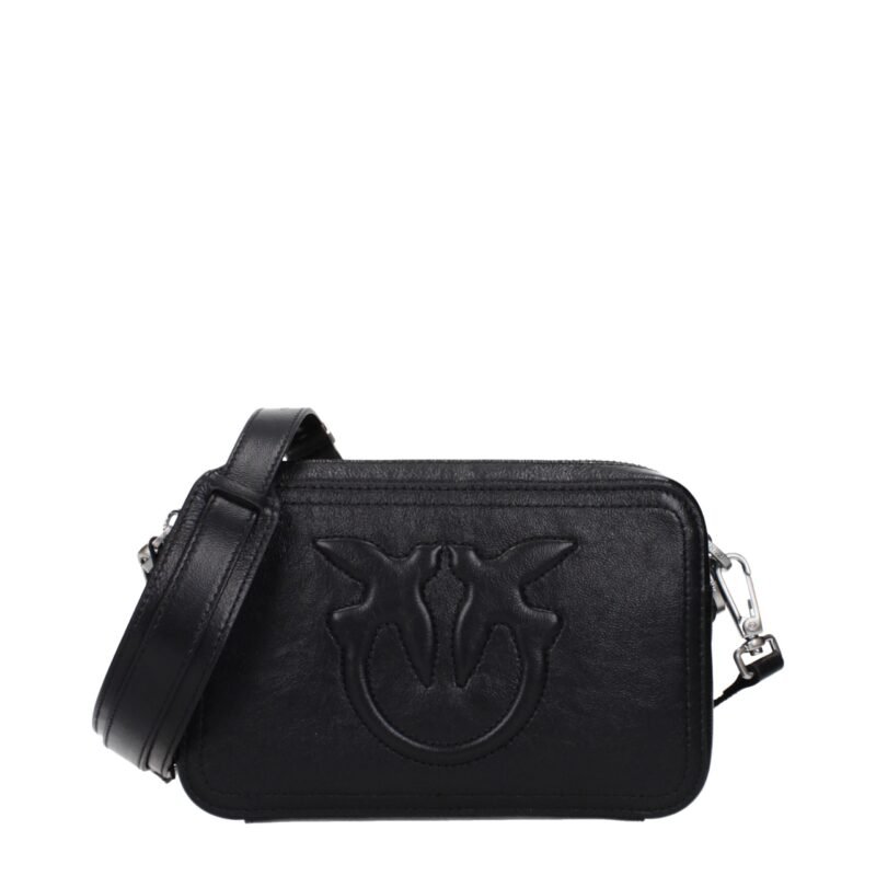 PINKO Black Leather Crossbody Bag